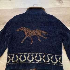 Tsunami Women’s Button Down Horse Sweater Western Country Soft Size M Horseshoes
